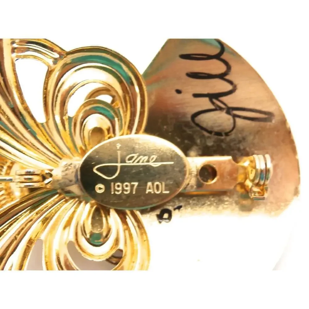 Handcrafted Artisan Jane Signed 1997 Aol Angel Pearl Head & Heart